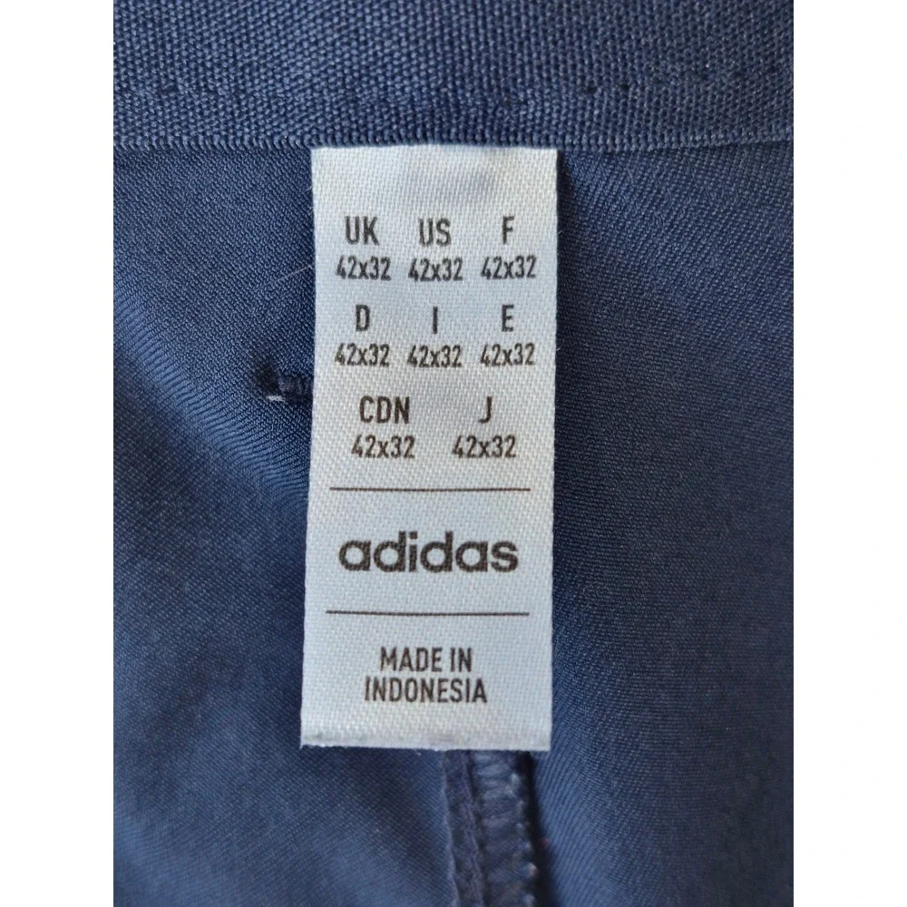 Adidas Mens Navy Blue Golf Pants Flat Front Performance Trousers 42x32